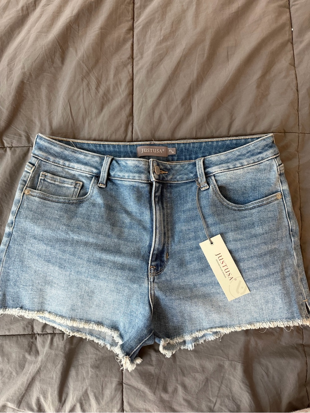 Just USA Washed Blue Denim Cutoff Shorts
